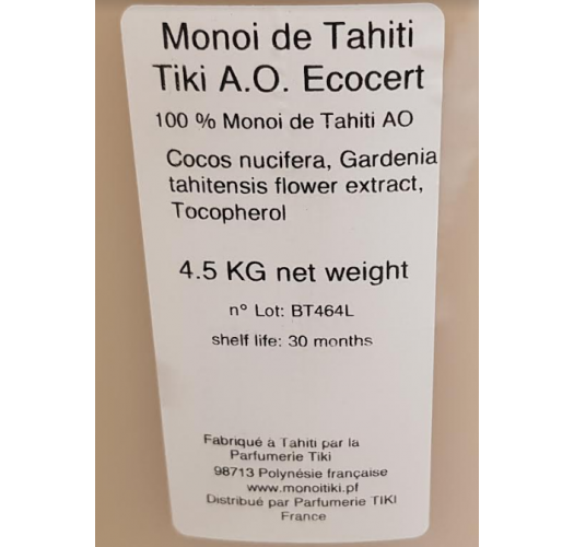 Monoi de Tahiti 100% natürlich, 5 L - MONOI TIKI AO 5L